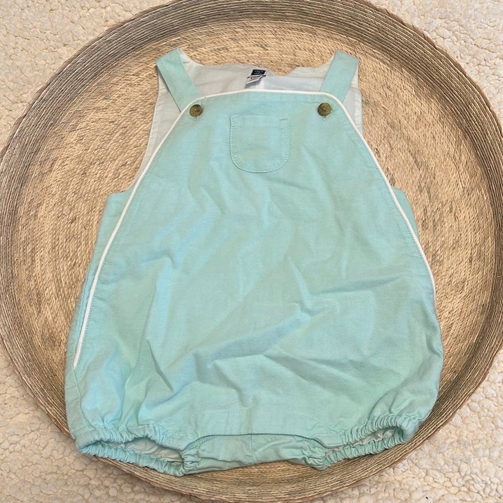 Tiffany blue overall romper Janie and Jack. 6-12M